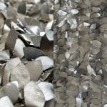 Silver grey dimensional tablecloth and runner.