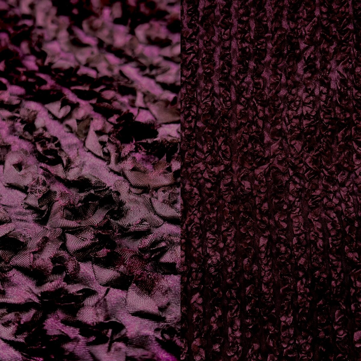 Dark purple textured festive tablecloth and runner.