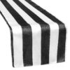 Satin black and white striped runner.