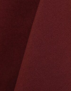 Burgundy cotton tablecloth and dinner napkin.