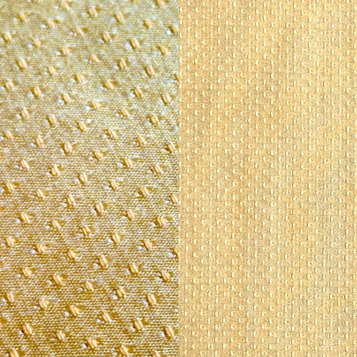 Creamy gold textured dinner napkin.