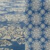 Dusty blue whimsical floral print tablecloth.