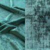 Distressed teal velvet tablecloth and runner.