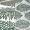 Ivory and green leaf print tablecloth.