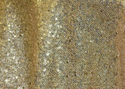 Glitzy gold sequin tablecloth and runner.