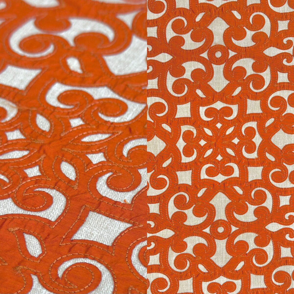 Burnt orange Henna print tablecloth and runner.