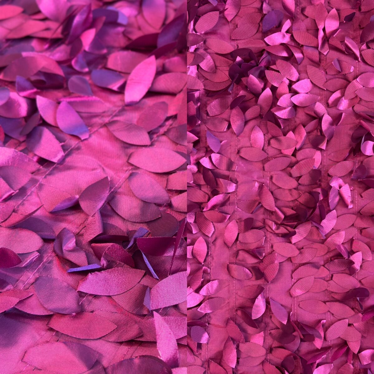 Magenta grey dimensional tablecloth and runner.