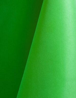 Kelly green polyester tablecloth, runner, sash, and dinner napkin.