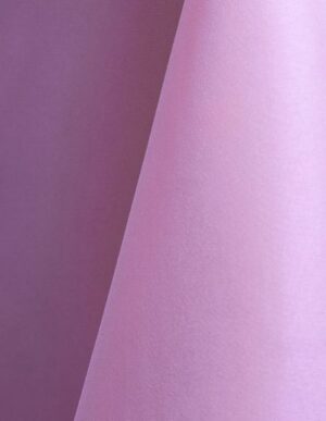 Lilac polyester tablecloth, runner, sash, and dinner napkin.