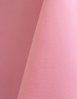 Bright pink polyester tablecloth, runner, sash, and dinner napkin.