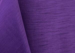 Purple majestic dupioni tablecloth, runner, sash, and dinner napkin.