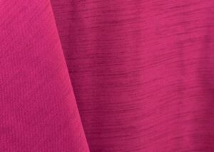 Raspberry pink majestic dupioni tablecloth, runner, sash, and dinner napkin.