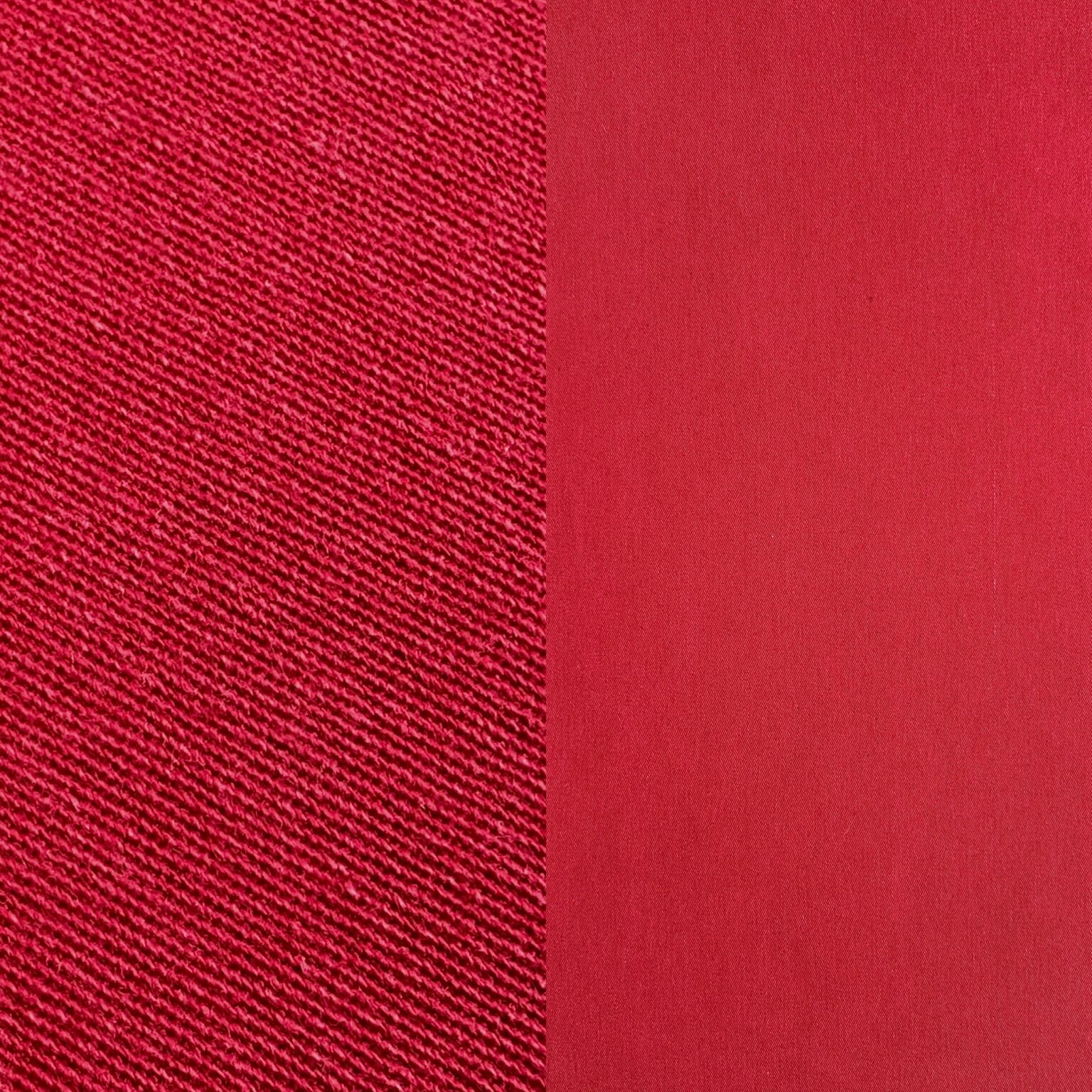 Deep red cotton tablecloth and cocktail napkin.