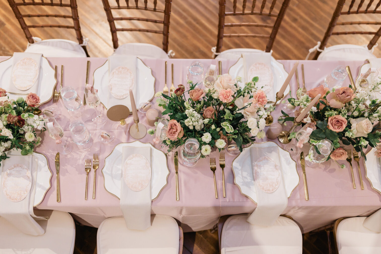 Light Pink Poly Tablecloth and Blush Poly Napkins
